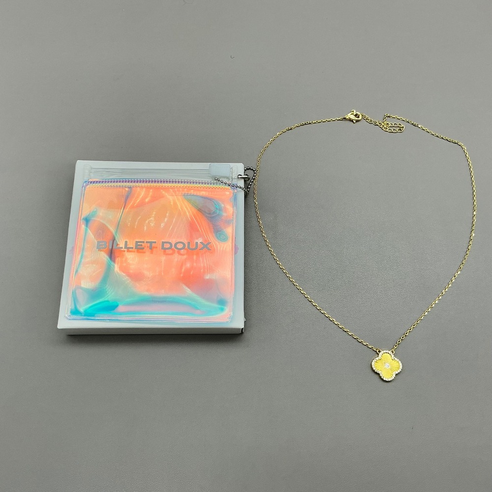 Billet Doux Necklace Gold Tone Clover Pendant Crystal Accent Fashion Jewelry
